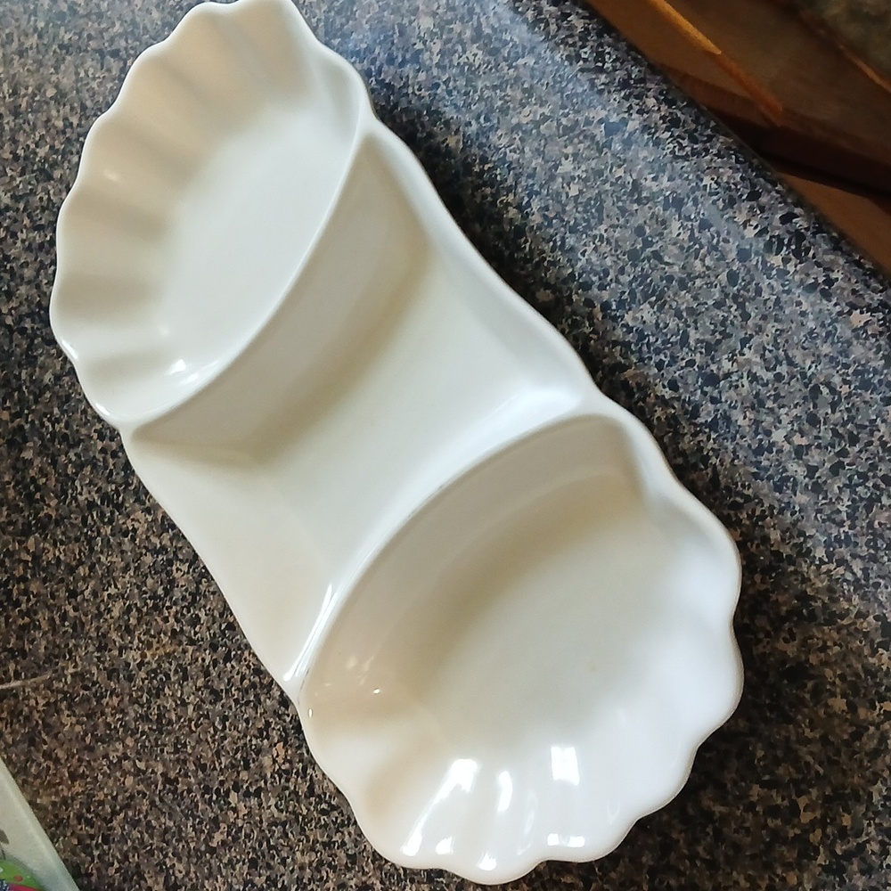 Elegant Cream Divided Serving Dish